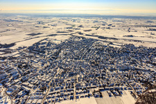 City view from the northwest in winter with snow in Bad Bergzabern in the state Rhineland-Palatinate, Germany