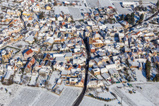 Aerial view of Winter aerial view in the snow in Frankweiler in the state Rhineland-Palatinate, Germany