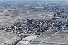 Winter aerial view in the snow in Hainfeld in the state Rhineland-Palatinate, Germany