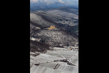 Wintry snowy castle of " Hambacher Schloss " in Neustadt an der Weinstrasse in the state Rhineland-Palatinate, Germany
