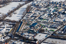 Winter aerial photograph in the snow Süd-Müll GmbH in Landau in der Pfalz in the state Rhineland-Palatinate, Germany