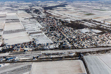 Aerial view of Winter aerial view in the snow in Winden in the state Rhineland-Palatinate, Germany