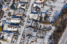 Aerial view of Winter aerial view in the snow from Im Rosengarten in Winden in the state Rhineland-Palatinate, Germany