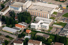 Drone image of Ittersbach, industrial area in the district Im Stockmädle in Karlsbad in the state Baden-Wuerttemberg, Germany