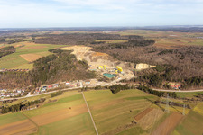 Quarry, Georg Mast gravel works, landfill in the district Sulz am Eck in Wildberg in the state Baden-Wuerttemberg, Germany from above