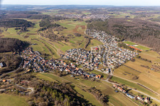 Oblique view of District Dachtel in Aidlingen in the state Baden-Wuerttemberg, Germany