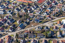 Perouser Street in the district Malmsheim in Renningen in the state Baden-Wuerttemberg, Germany from above