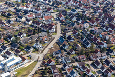 Aerial photograpy of Perouser Straße with Schneider Fensterbau GmbH in the district Malmsheim in Renningen in the state Baden-Wuerttemberg, Germany