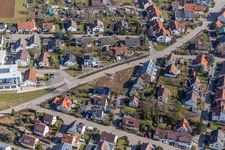 Perouser Straße with Schneider Fensterbau GmbH in the district Malmsheim in Renningen in the state Baden-Wuerttemberg, Germany from above