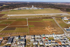 Aerial view of Robert Bosch GmbH Center for Research at the Airport Malmsheim in the district Malmsheim in Renningen in the state Baden-Wuerttemberg, Germany