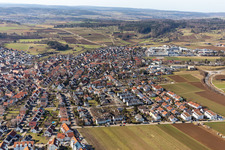 Aerial view of View of the town from the east in the district Malmsheim in Renningen in the state Baden-Wuerttemberg, Germany