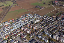 Aerial view of New development area Germanenweg, Keltenstr in Renningen in the state Baden-Wuerttemberg, Germany