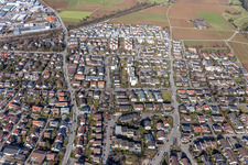 Rutesheimer Straße and Alemannenstr from the south in Renningen in the state Baden-Wuerttemberg, Germany
