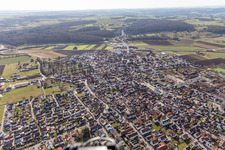 Aerial view of Overview of the town from the northwest in Renningen in the state Baden-Wuerttemberg, Germany