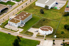 Bird's eye view of Ittersbach, industrial area in the district Im Stockmädle in Karlsbad in the state Baden-Wuerttemberg, Germany