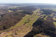 Aerial view of Würm Valley in the district Lehenweiler in Aidlingen in the state Baden-Wuerttemberg, Germany