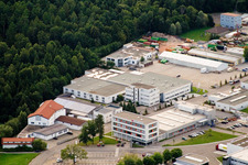 Ittersbach, industrial area in the district Im Stockmädle in Karlsbad in the state Baden-Wuerttemberg, Germany from the drone perspective