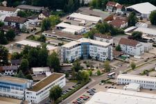 Ittersbach, industrial area in the district Im Stockmädle in Karlsbad in the state Baden-Wuerttemberg, Germany from a drone