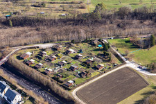 Aerial view of Allotment garden settlement in Nufringen in the state Baden-Wuerttemberg, Germany