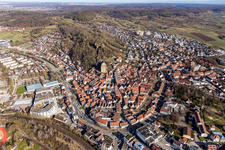 City overview from the west in Herrenberg in the state Baden-Wuerttemberg, Germany