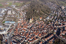 City overview from the southwest in Herrenberg in the state Baden-Wuerttemberg, Germany