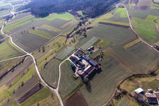 Aerial view of Hof Haarer in the district Kuppingen in Herrenberg in the state Baden-Wuerttemberg, Germany