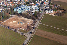 Aerial photograpy of Wickert Maschinenbau and former Hofmeister bakery at Wollmesheimer Höhe in Landau in der Pfalz in the state Rhineland-Palatinate, Germany
