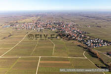 Aerial view of Edesheim in the state Rhineland-Palatinate, Germany