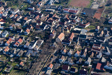 Aerial view of Protestant Church of St. Mary Erpolzheim in Erpolzheim in the state Rhineland-Palatinate, Germany