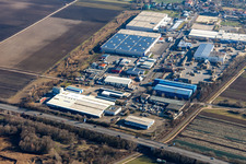Building and production halls on the premises of the pharmacetical manufacturers Roche Diagnostics Gmbh in Fussgoenheim in the state Rhineland-Palatinate, Germany