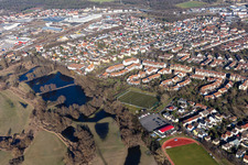Drone image of District Rheinau in Mannheim in the state Baden-Wuerttemberg, Germany