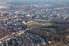 Aerial view of Castle Park in Schwetzingen in the state Baden-Wuerttemberg, Germany