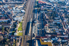 Railroad station in Schwetzingen in the state Baden-Wuerttemberg, Germany