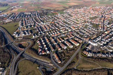 Aerial view of Plankstadt in the state Baden-Wuerttemberg, Germany