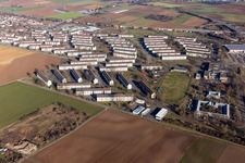Former American barracks, now BAMF in the district Patrick Henry Village in Heidelberg in the state Baden-Wuerttemberg, Germany from above