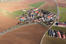 Aerial view of District Bruchhausen in Sandhausen in the state Baden-Wuerttemberg, Germany