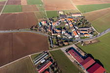 Aerial view of Village view in the district Bruchhausen in Sandhausen in the state Baden-Wuerttemberg, Germany