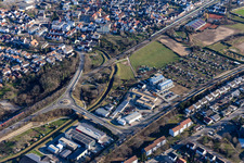 Gottfried-Daimler-Straße commercial area in Sandhausen in the state Baden-Wuerttemberg, Germany