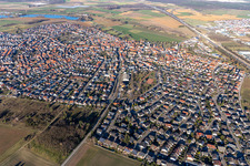 Aerial photograpy of Town View of the streets and houses of the residential areas in Sankt Leon in the state Baden-Wurttemberg, Germany