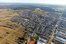 Aerial view of District Kirrlach in Waghäusel in the state Baden-Wuerttemberg, Germany