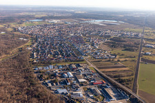 Oblique view of District Wiesental in Waghäusel in the state Baden-Wuerttemberg, Germany