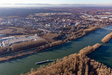 Aerial view of Germersheim in the state Rhineland-Palatinate, Germany