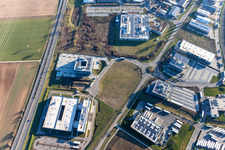 Drone recording of Industrial Area North in Rülzheim in the state Rhineland-Palatinate, Germany