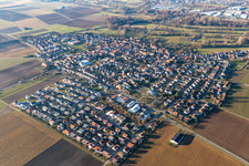 Town View of the streets and houses of the residential areas in Steinweiler in the state Rhineland-Palatinate, Germany