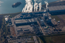 Palm paper mill in the Oberwald industrial area in Wörth am Rhein in the state Rhineland-Palatinate, Germany seen from above