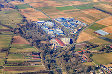Business Park W and W-Campus from the east in Herxheim bei Landau in the state Rhineland-Palatinate, Germany