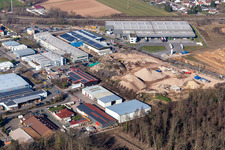 Aerial view of Große Ahlmühle industrial area: Eichenlaub Logistic, CarDoc, SERO in Rohrbach in the state Rhineland-Palatinate, Germany
