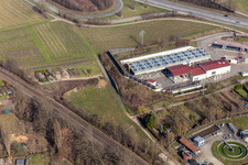 Aerial view of Geothermal power plant in Insheim in the state Rhineland-Palatinate, Germany