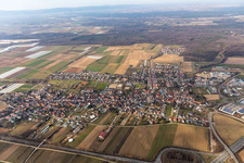 Aerial view of Schwegenheim in the state Rhineland-Palatinate, Germany