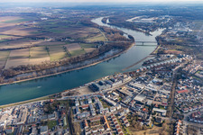 Pleasure boat marina with docks and moorings on the shore area of the Rhine in Speyer in the state Rhineland-Palatinate, Germany